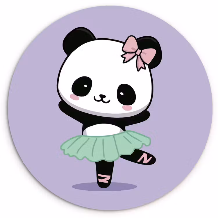 Muurcirkel - Panda - Paars - Sierlijk - Kawaii — 1