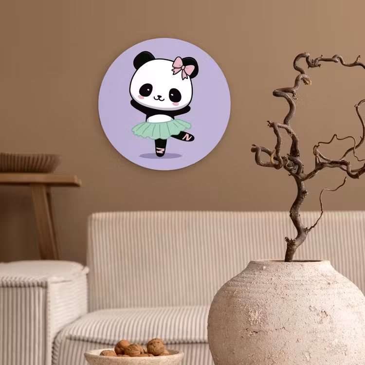Muurcirkel - Panda - Paars - Sierlijk - Kawaii — 2