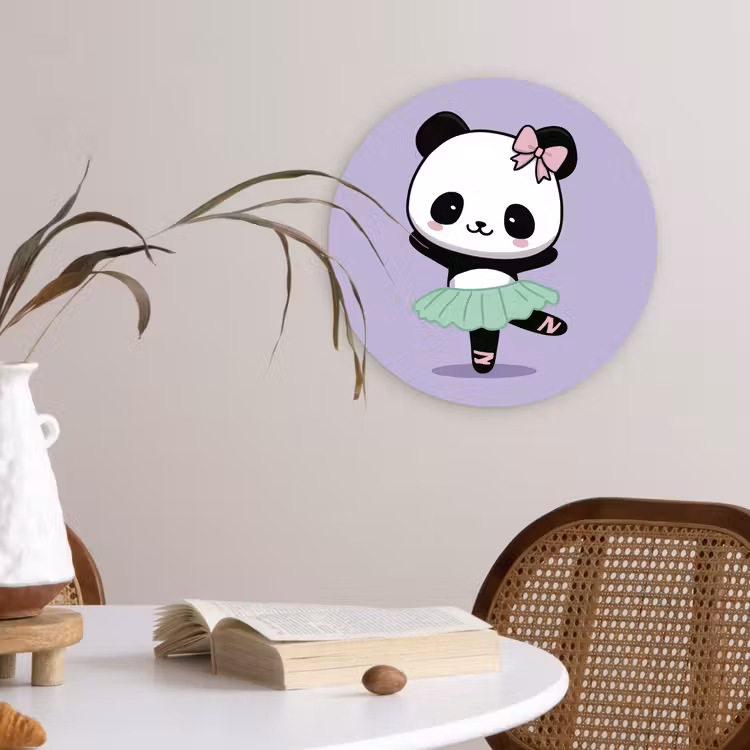 Muurcirkel - Panda - Paars - Sierlijk - Kawaii — 4