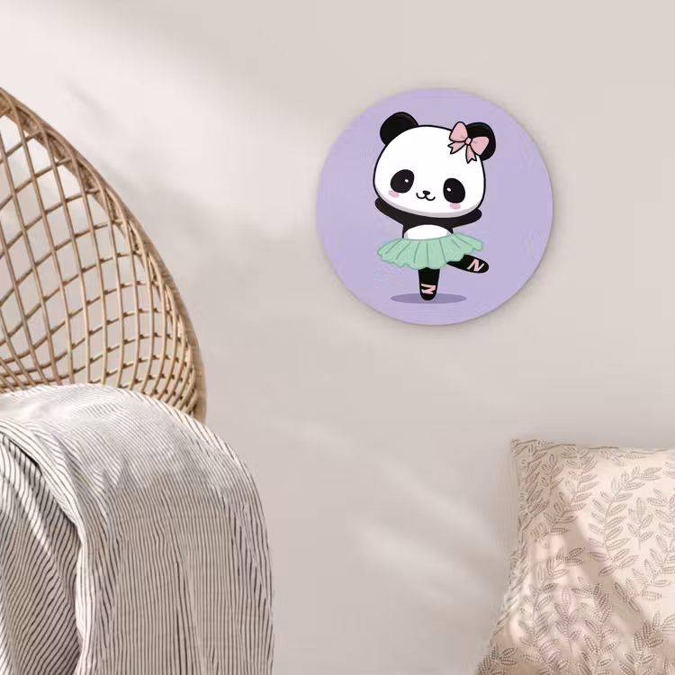Muurcirkel - Panda - Paars - Sierlijk - Kawaii — 5