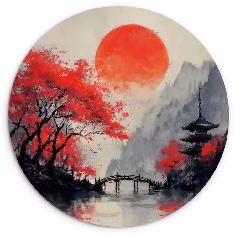 Muurcirkel - Rode zon - Rivier - brug - Bomen — 1