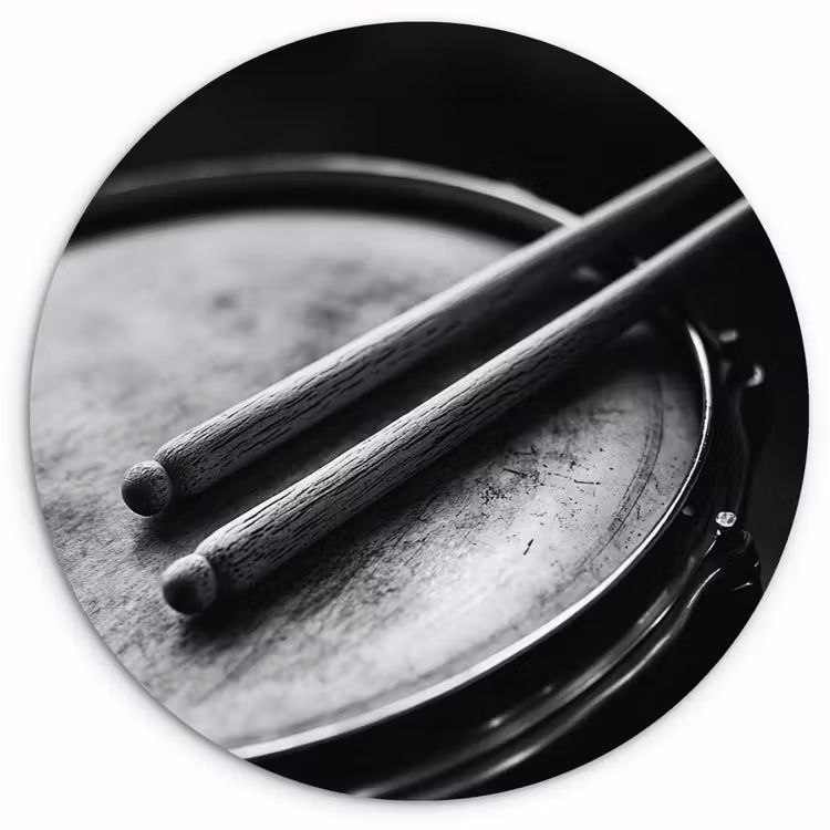 Muurcirkel - Trommel - Close-up - Drumstokken - Zwart — 1