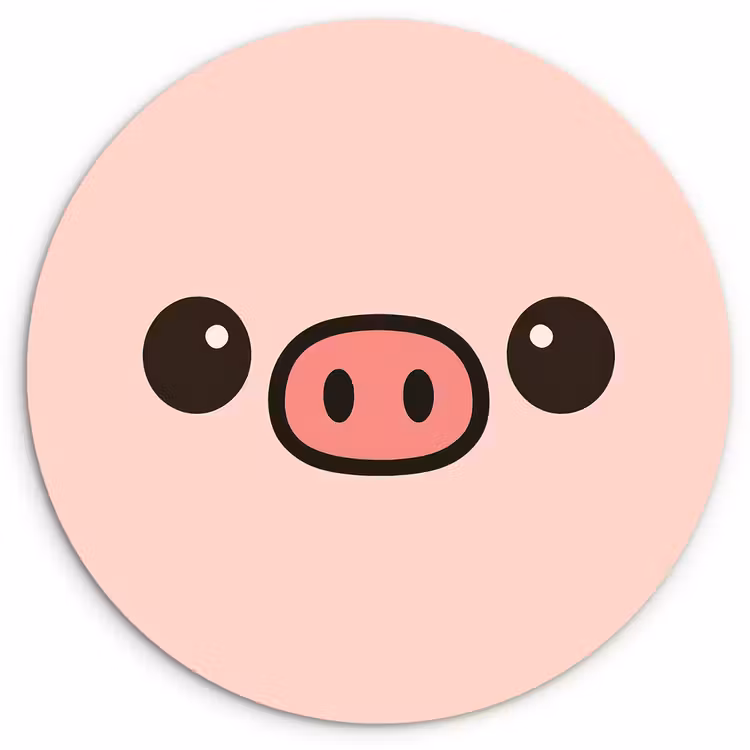 Muurcirkel - Varken - Roze - Minimalistisch — 1