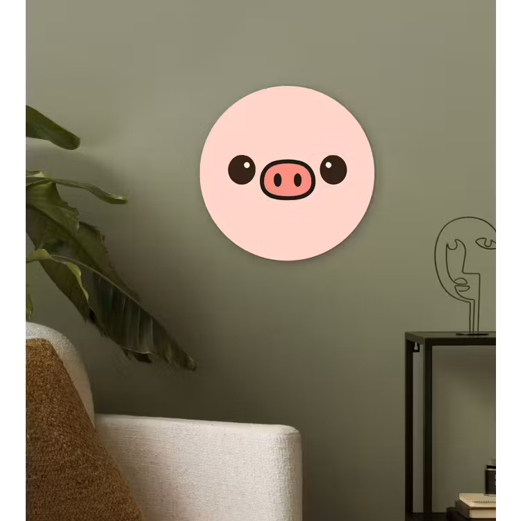 Muurcirkel - Varken - Roze - Minimalistisch — 3