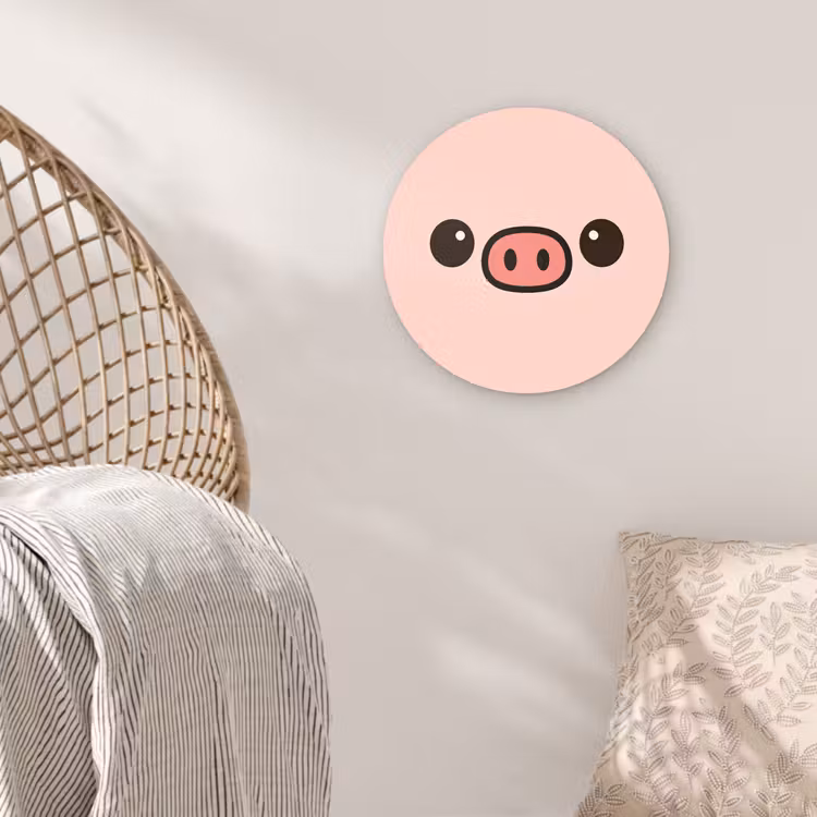 Muurcirkel - Varken - Roze - Minimalistisch — 5