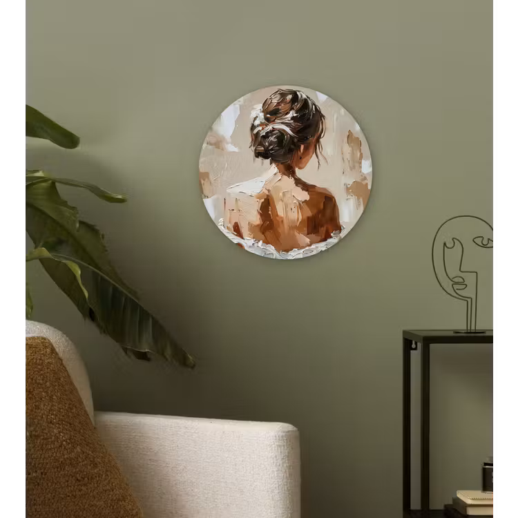 Muurcirkel - Vrouw - Verf - Abstract - Beige - Modern — 3