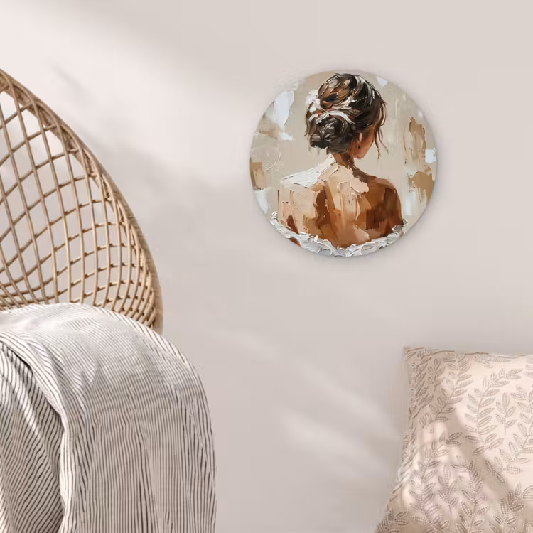 Muurcirkel - Vrouw - Verf - Abstract - Beige - Modern — 5
