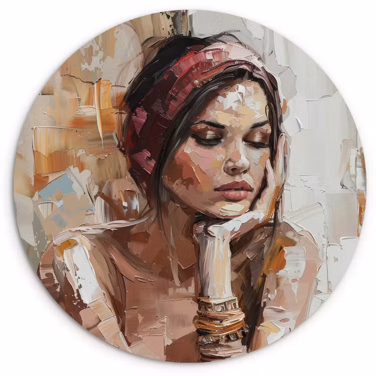 Muurcirkel - Vrouw - Verflook - Portret - Modern — 1
