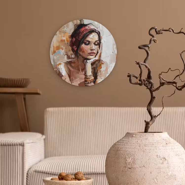 Muurcirkel - Vrouw - Verflook - Portret - Modern — 2