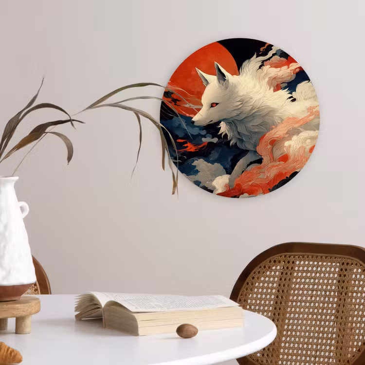 Muurcirkel - Witte vos - wolken - maan — 4
