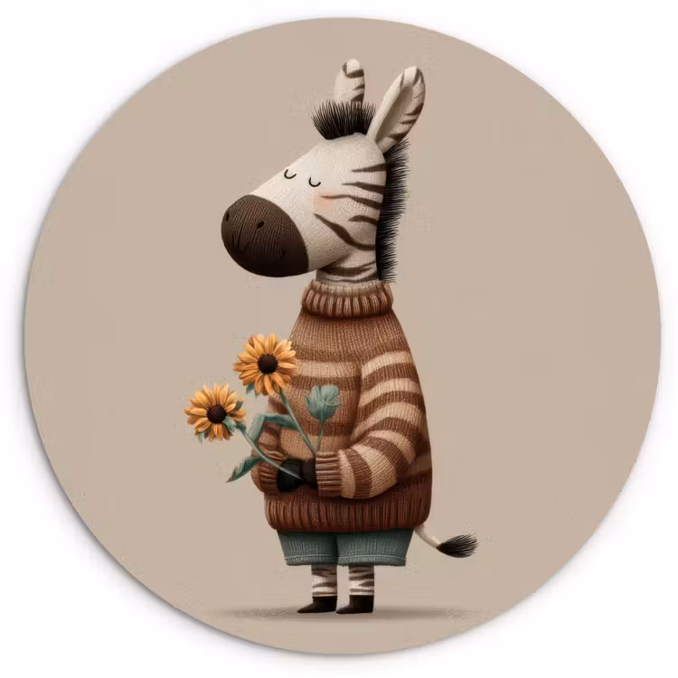 Muurcirkel - Zebra - Zonnebloemen - Warm — 1