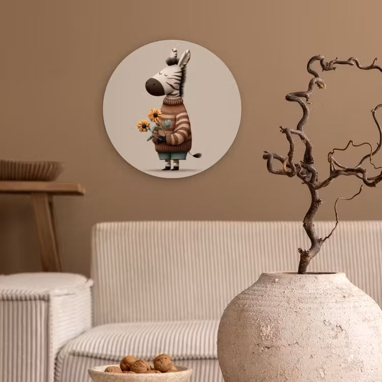 Muurcirkel - Zebra - Zonnebloemen - Warm — 2