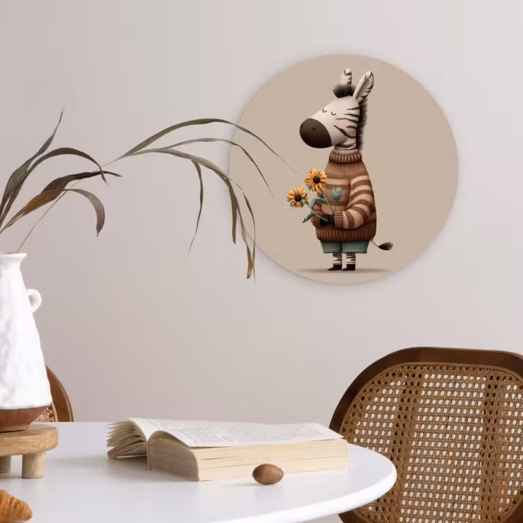 Muurcirkel - Zebra - Zonnebloemen - Warm — 4