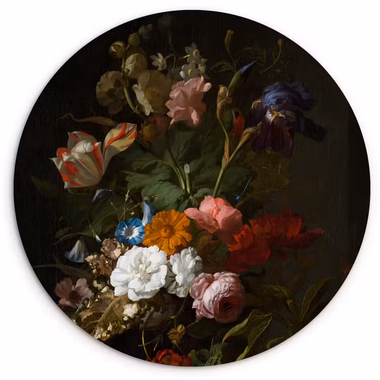 Muurcirkel - Vaas met bloemen - Schilderij van Rachel Ruysch — 1