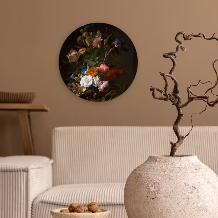 Muurcirkel - Vaas met bloemen - Schilderij van Rachel Ruysch — 2