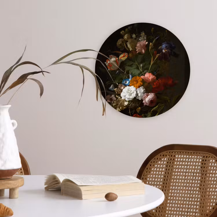Muurcirkel - Vaas met bloemen - Schilderij van Rachel Ruysch — 4