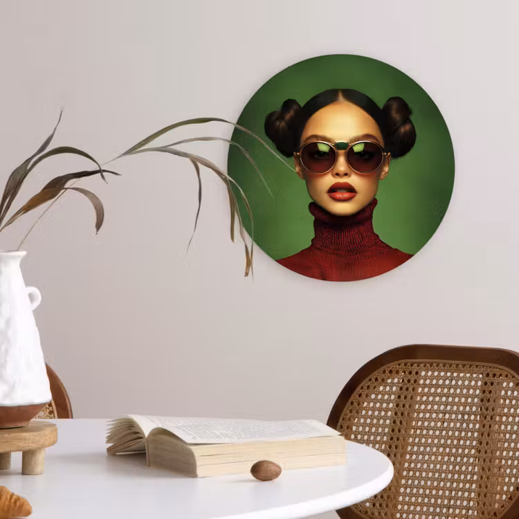 Muurcirkel - Vrouw - Groen - Bril - Aesthetic - Modern — 4