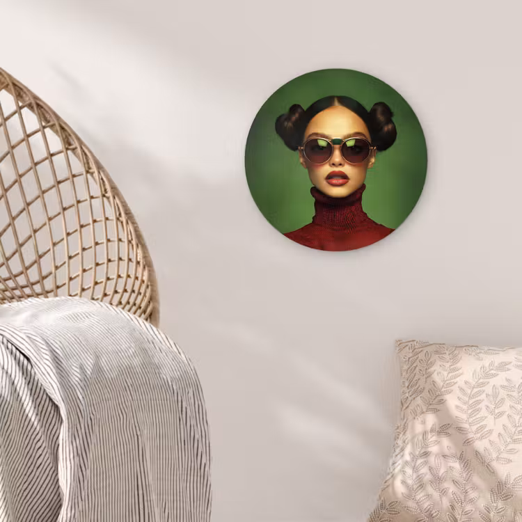 Muurcirkel - Vrouw - Groen - Bril - Aesthetic - Modern — 5
