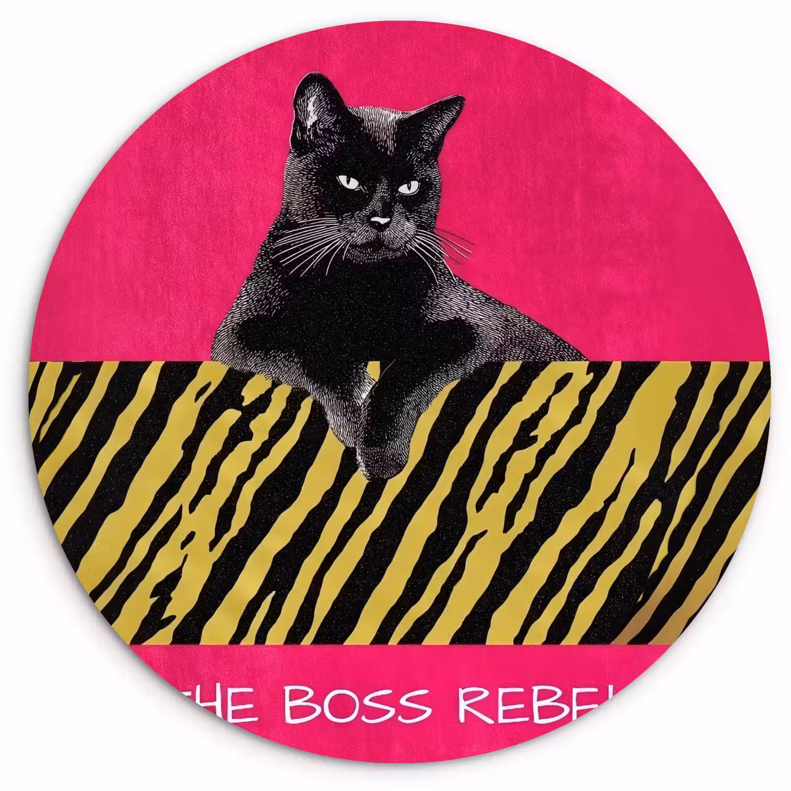 Muurcirkel - Kat - Baas - Roze - Tijgerprint — 1