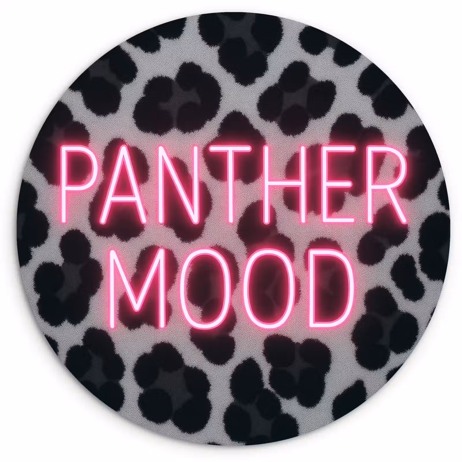Muurcirkel - Panterprint - Zwart - Neonletters - Roze — 1