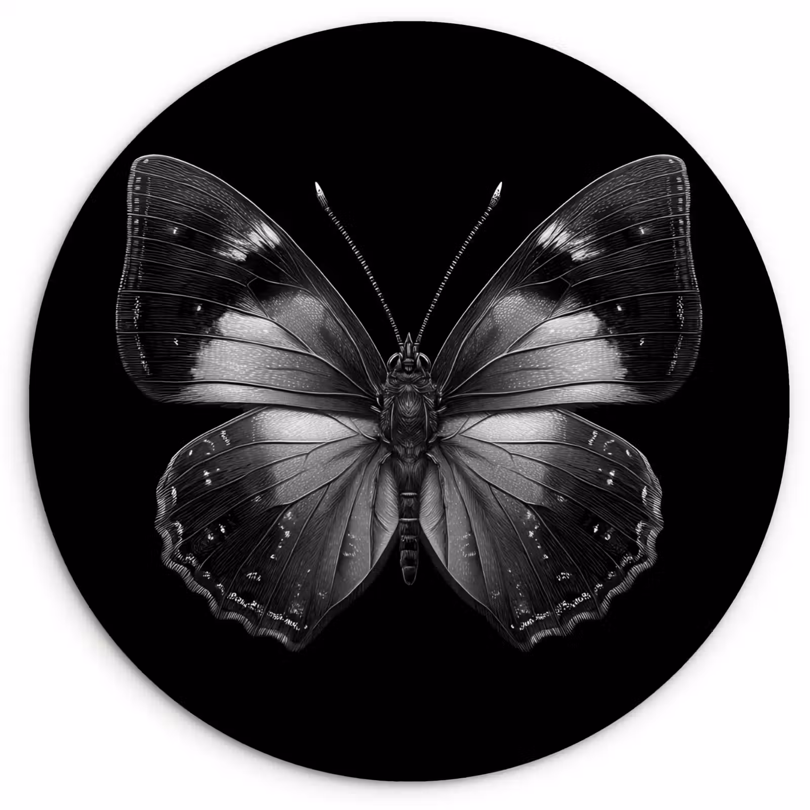 Muurcirkel - Vlinder - Grijs - Mysterieus — 1