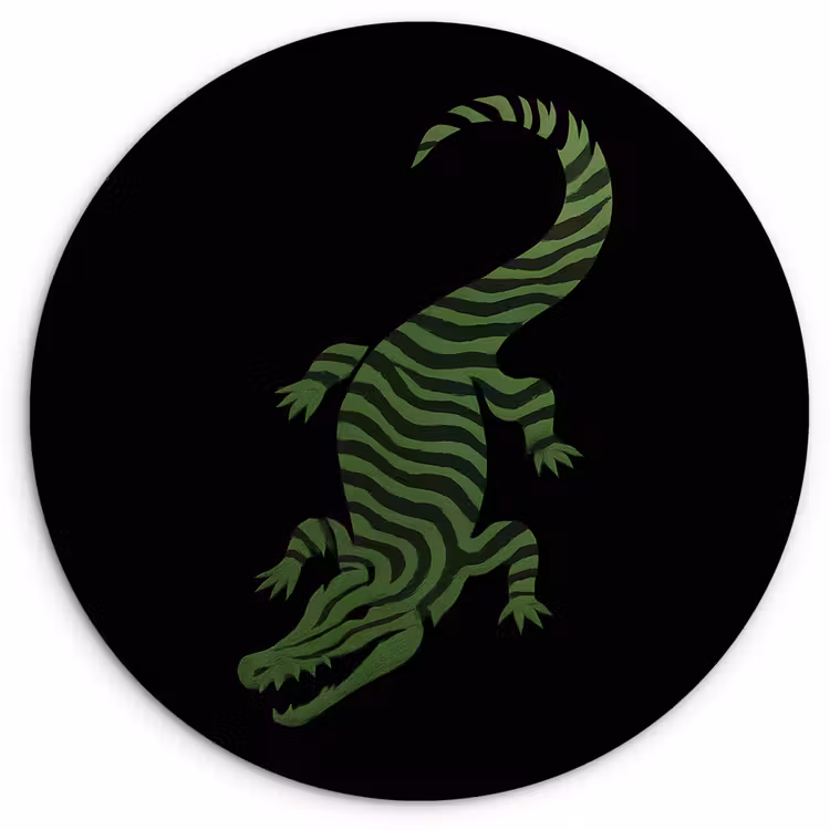 Muurcirkel - Krokodil - Groen - Tijgerachtig - Strepen — 1