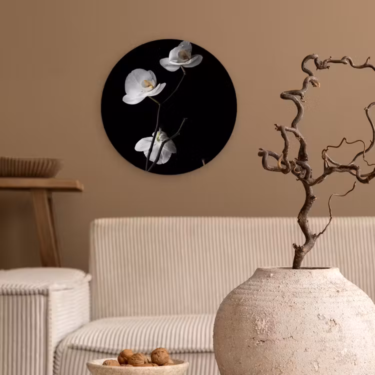Muurcirkel - Orchidee - Bloemen - Zwart - Wit - Stilleven — 2