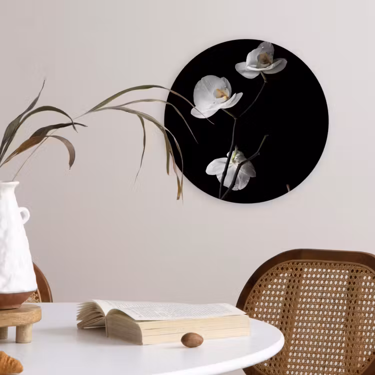 Muurcirkel - Orchidee - Bloemen - Zwart - Wit - Stilleven — 4