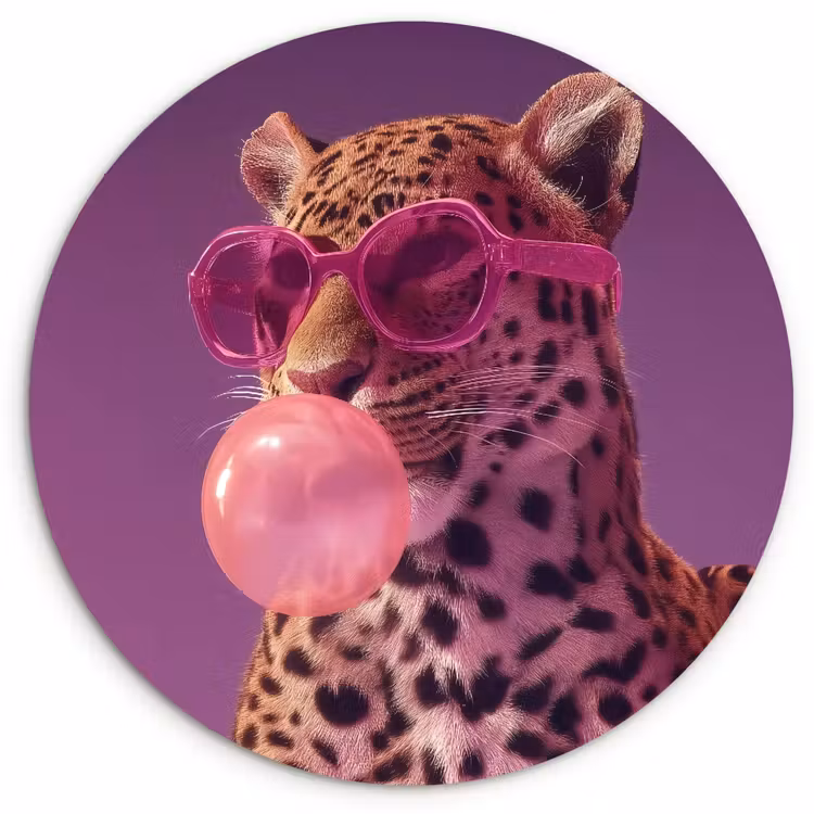 Muurcirkel - Panter - Zonnebril - Kauwgombel - Roze — 1