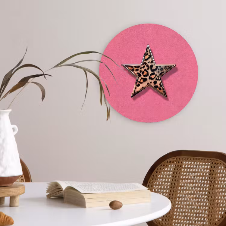 Muurcirkel - Ster - Luipaard - Print - Roze — 4
