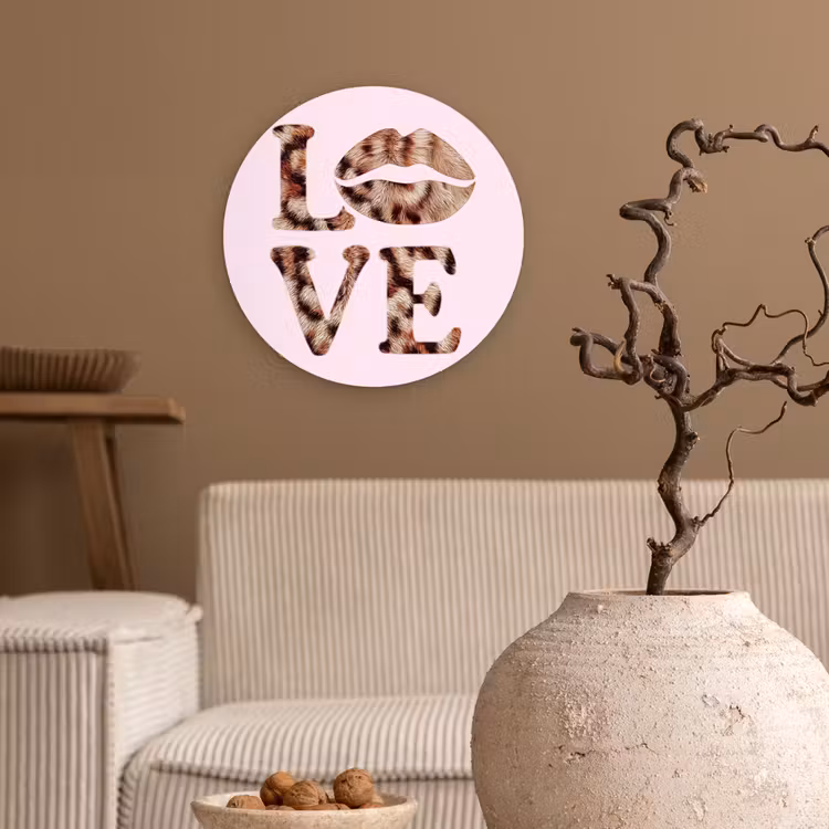 Muurcirkel - Tekst - Love - Pantervacht - Lichtroze — 2
