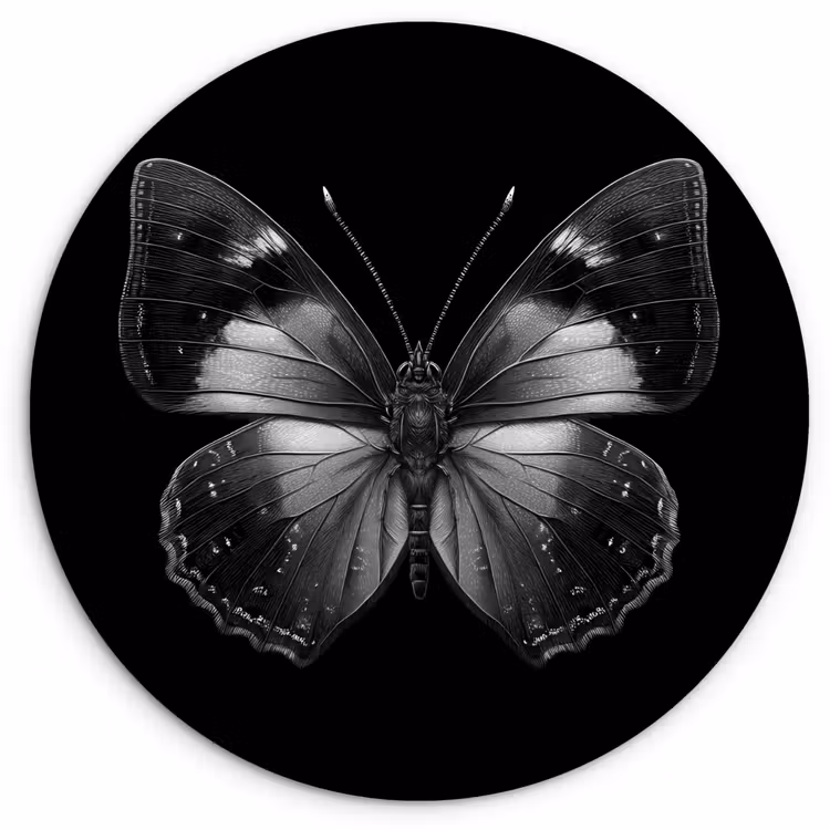 Muurcirkel - Vlinder - Grijs - Mysterieus — 1