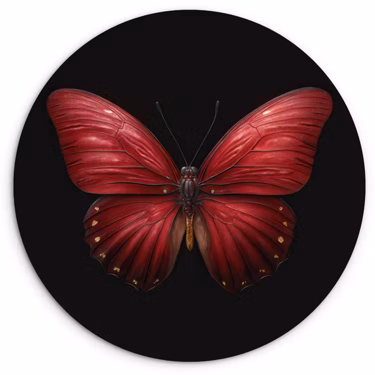 Muurcirkel - Vlinder - Rood - Minimalistisch — 1