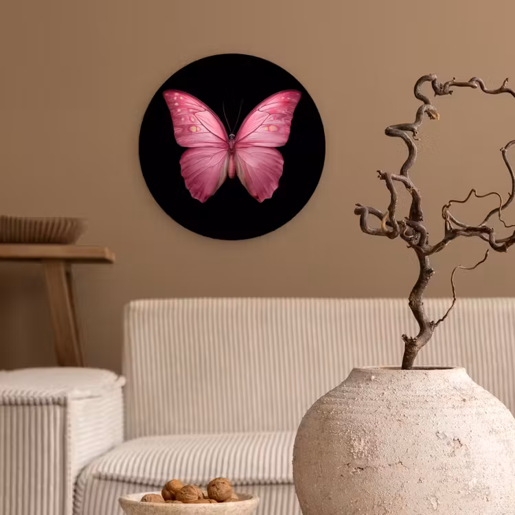 Muurcirkel - Vlinder - roze - Elegant — 2