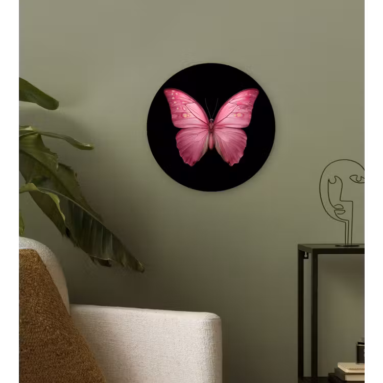 Muurcirkel - Vlinder - roze - Elegant — 3