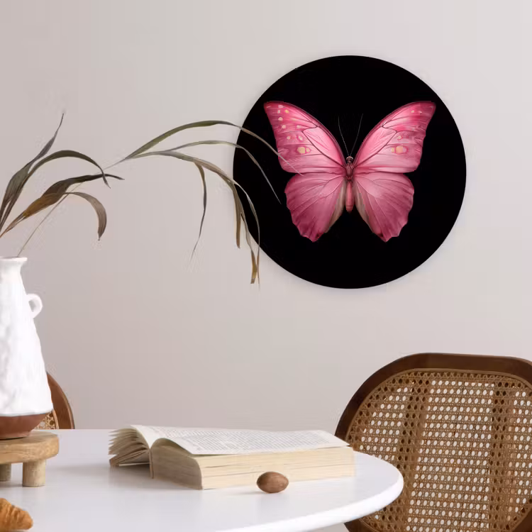 Muurcirkel - Vlinder - roze - Elegant — 4