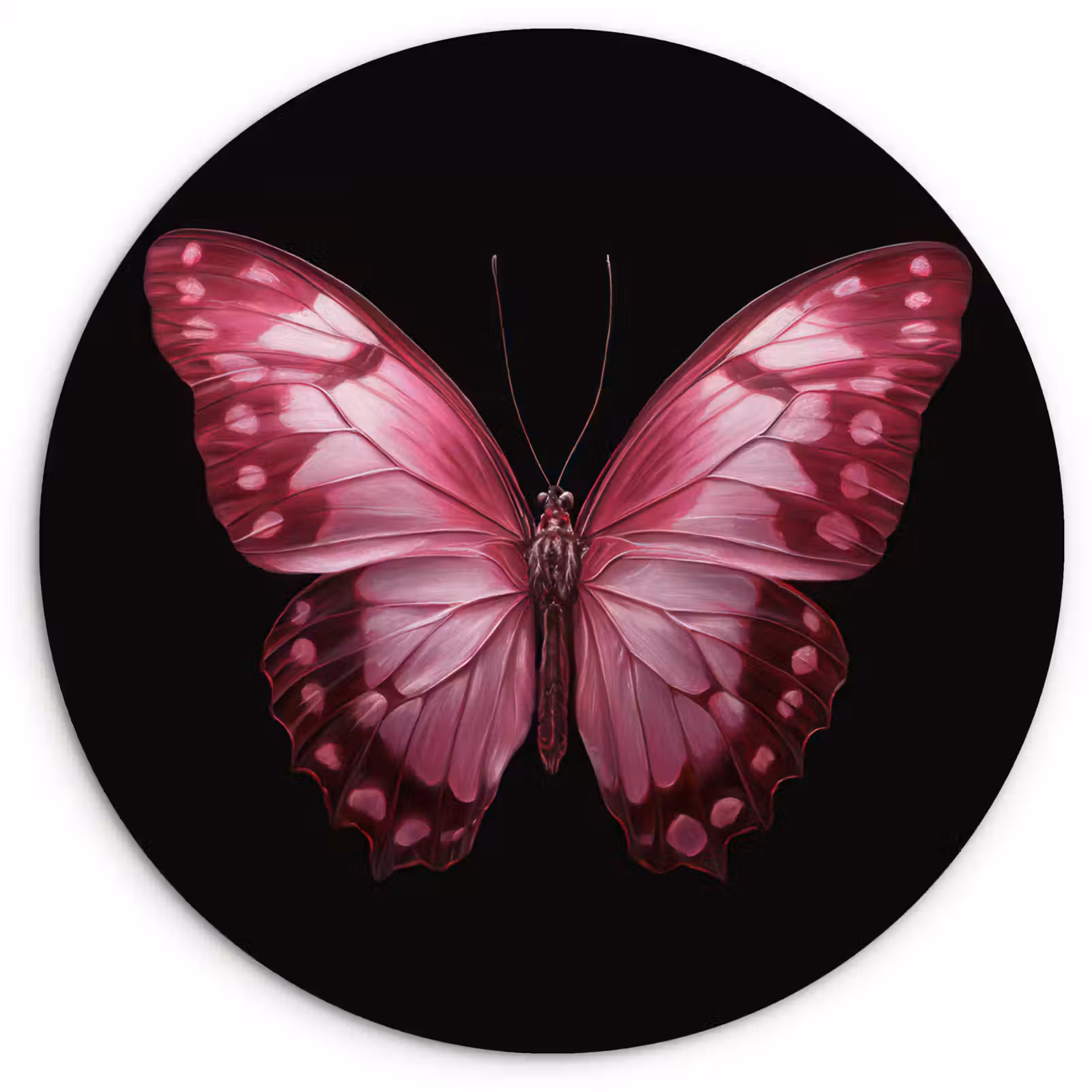 Muurcirkel - Vlinder - Fuchsia - Grafisch — 1
