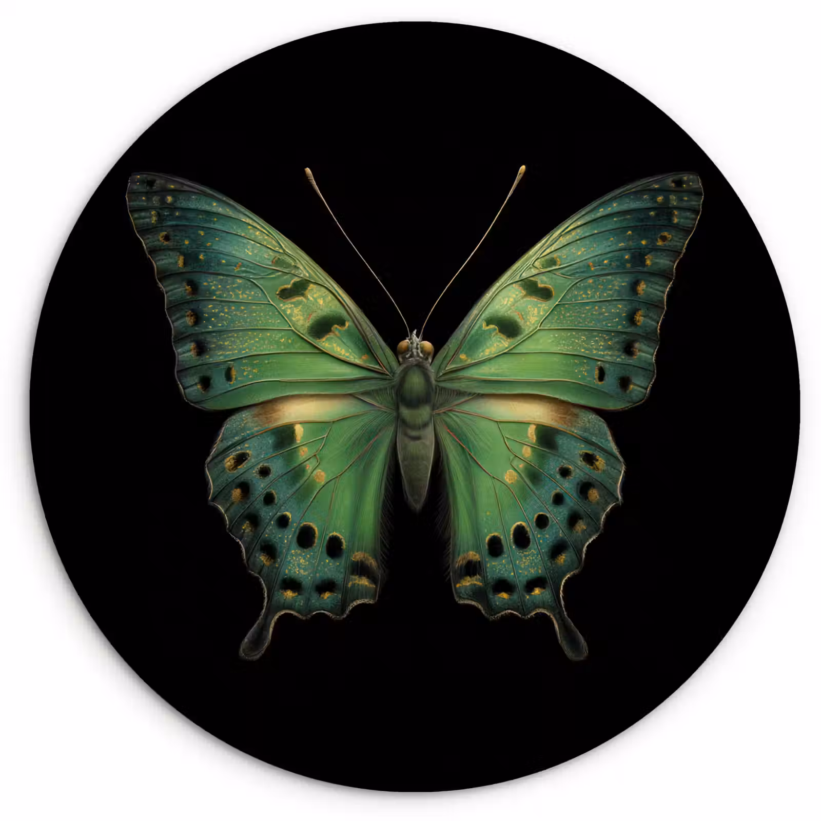 Muurcirkel - Vlinder - Groen - Diepte — 1