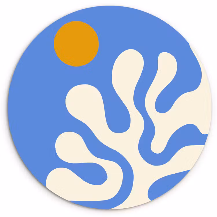 Muurcirkel - Minimalistisch - Organisch patroon - Blauw — 1