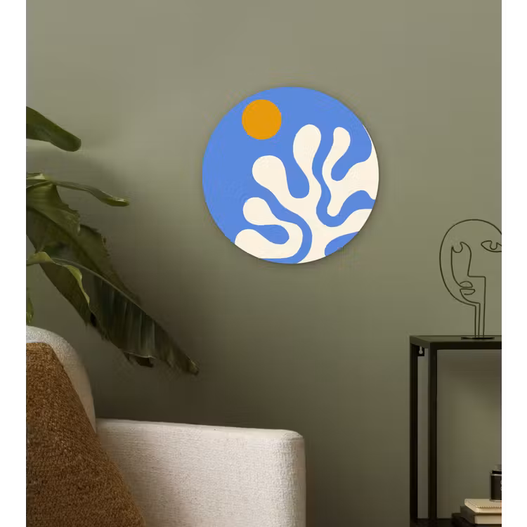 Muurcirkel - Minimalistisch - Organisch patroon - Blauw — 3