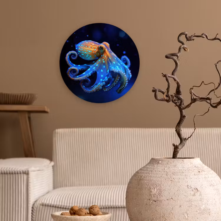 Muurcirkel - Octopus - Stippen - Blauw - Zee — 2
