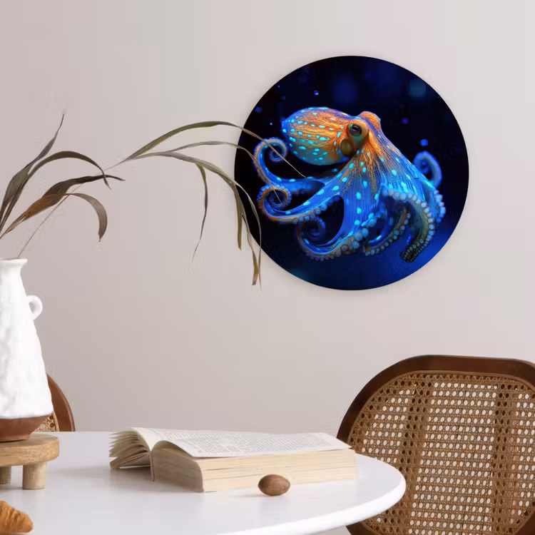Muurcirkel - Octopus - Stippen - Blauw - Zee — 4