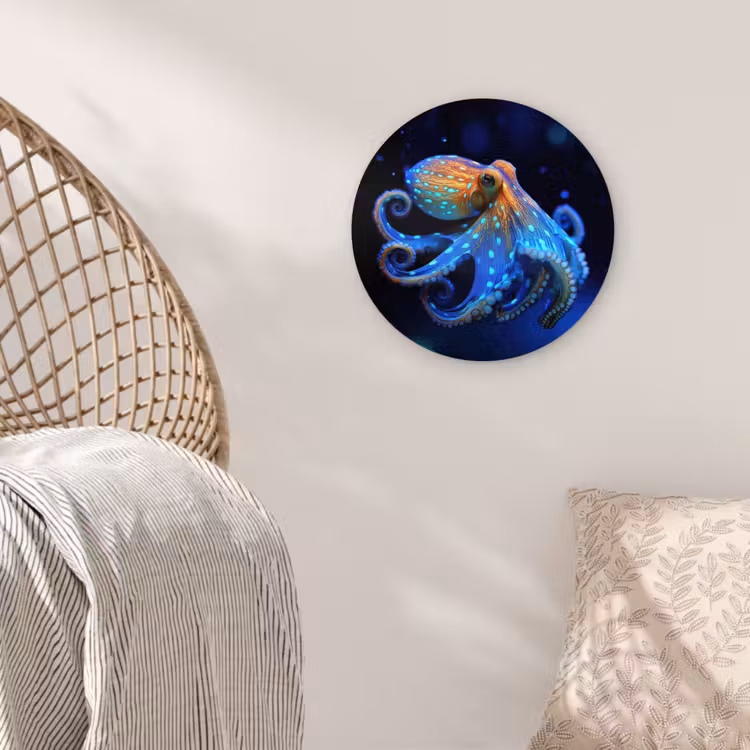 Muurcirkel - Octopus - Stippen - Blauw - Zee — 5