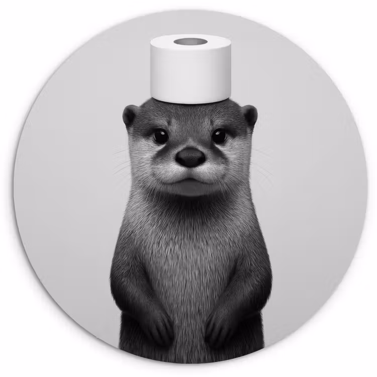 Muurcirkel - Otter - WC rol - Zwart - Wit — 1