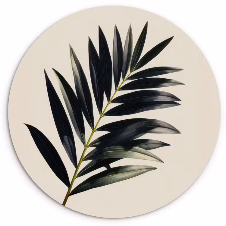 Muurcirkel - Palmblad - Subtiel - Groen - beige — 1