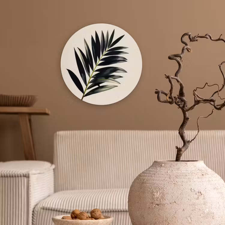 Muurcirkel - Palmblad - Subtiel - Groen - beige — 2