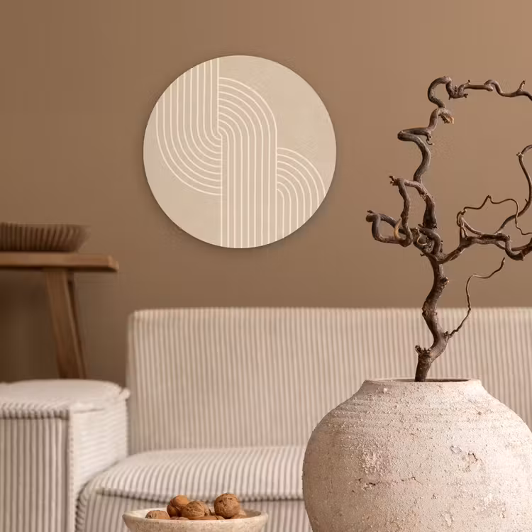 Muurcirkel - Parallelle lijnen - Lichte textuur - Beige — 2