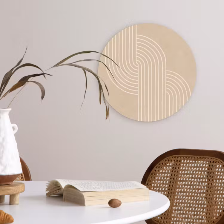 Muurcirkel - Parallelle lijnen - Lichte textuur - Beige — 4