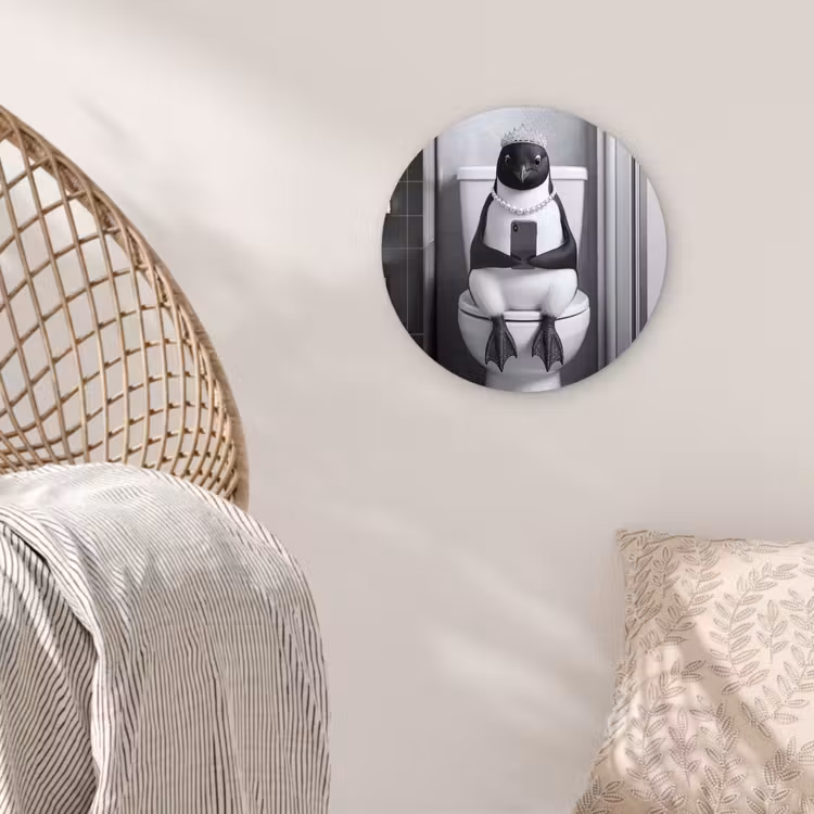 Muurcirkel - Pinguïn - Telefoon - Toilet - Zwart - Wit — 5