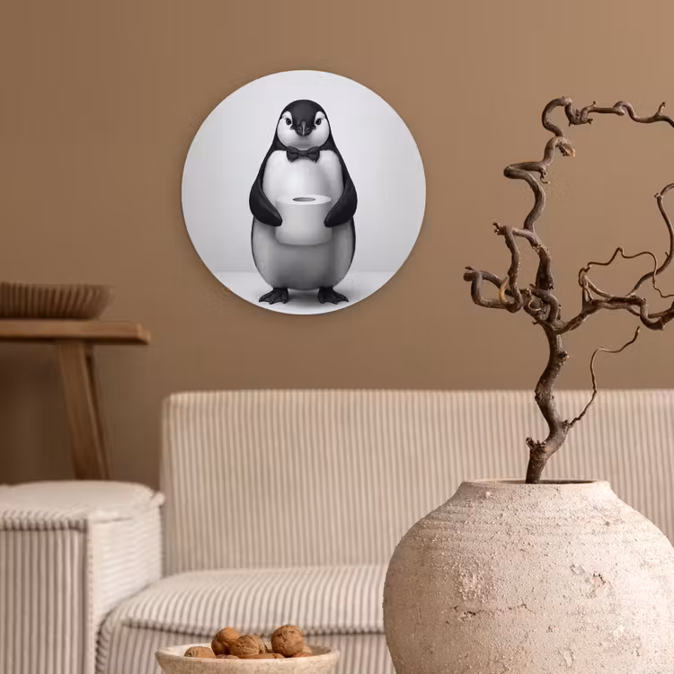 Muurcirkel - Pinguïn - WC rol - Wit — 2